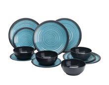 Lataa kuva Galleria-katseluun, Flamefield melamiiniastiasto Granite Aqua, 12 osaa