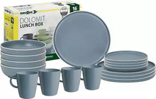 Lataa kuva Galleria-katseluun, Brunner melamiiniastiasto Dolomit Blue, liukueste, 16 osaa