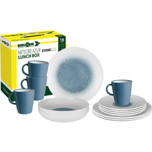 Lataa kuva Galleria-katseluun, Brunner melamiiniastiasto Meteore Azur, liukueste, 16 osaa