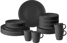 Lataa kuva Galleria-katseluun, Brunner melamiiniastiasto Odette musta, liukueste, 16 osaa