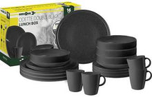 Lataa kuva Galleria-katseluun, Brunner melamiiniastiasto Odette musta, liukueste, 16 osaa