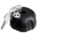 Lataa kuva Galleria-katseluun, Pyöränpitimen lukollinen nuppi polkupyörätelineeseen