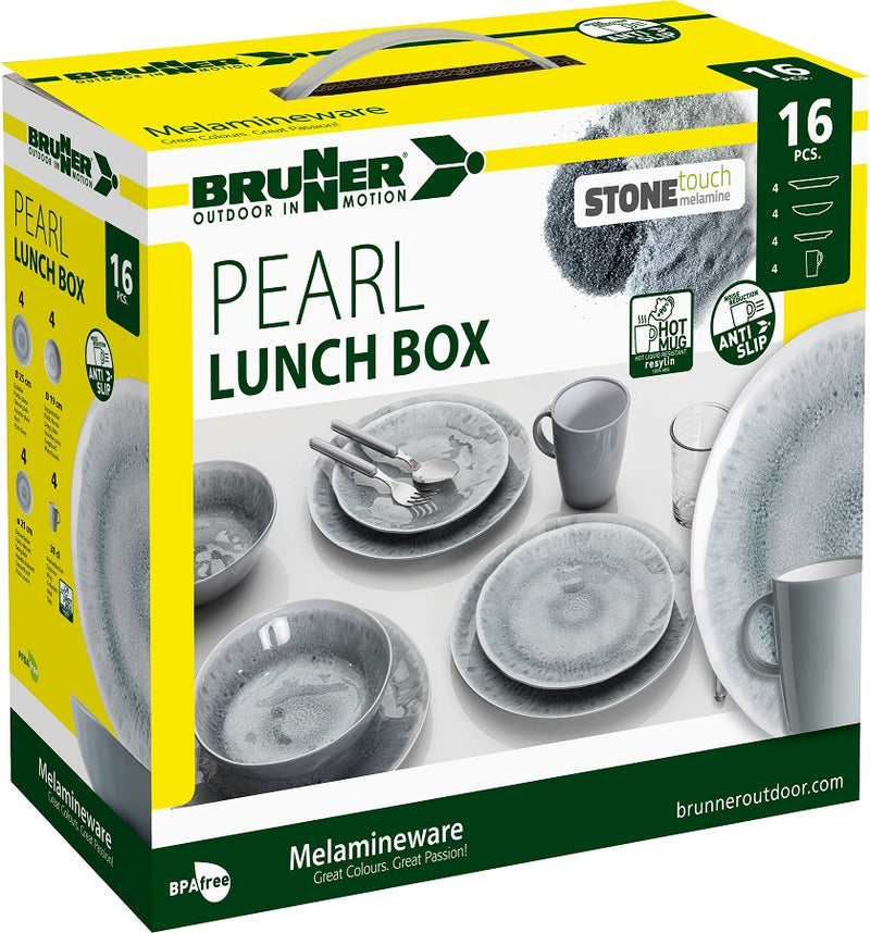 Brunner Pearl, liukueste, 16-osainen Stone Touch astiasto