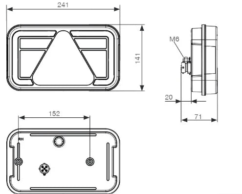 Aspöck Led Multiled IV 8-napainen rekisterikilven valolla oikea peruutusvalolla