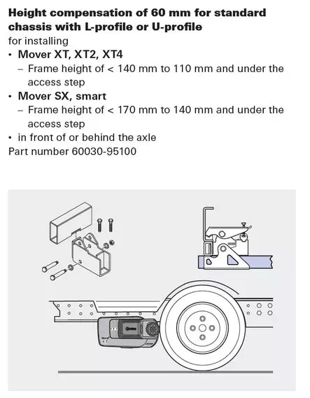 Truma välikappale 60 mm, 2 kpl, Mover XT, XT2 XT4, SX, Smart, korkeuden säätöön - ProCaravan