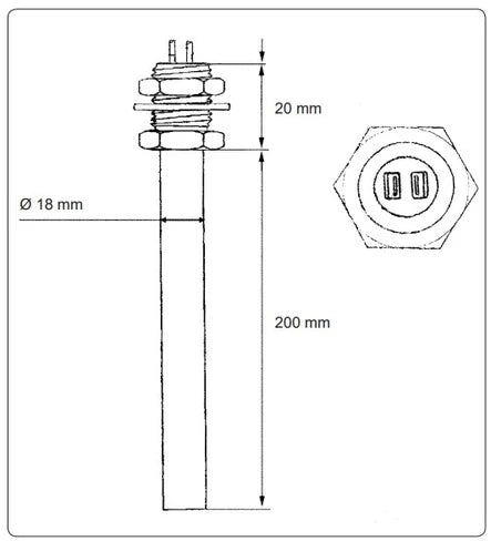Lämpövastus vesisäiliöön 12 V/30 W, termostaatti - ProCaravan