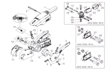 Turvakytkin AKS 3504 3500kg 3500 kg, 4 kitkapintaa M14 pultit 60mm