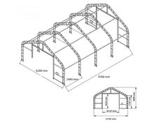 Lataa kuva Galleria-katseluun, Ranch Premium 6,1 x 9,76 x 4,88 m 900g kalustohalli
