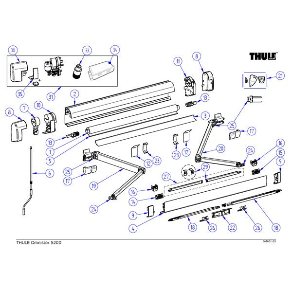 Thule Omnistor 5200 tukijalan yläkiinnike oikea - ProCaravan