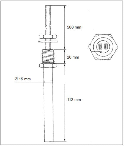 Lämpövastus vesisäiliöön 12V/30W
