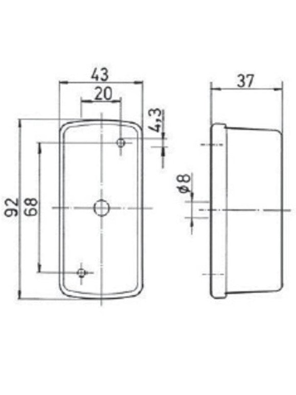 Äärivalo pu/va 42x92mm painettava