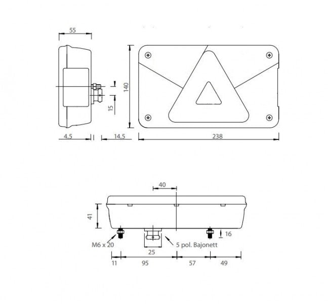 Aspöck multipoint 5 vasen led 12v 5 nap Yhdistelmätakavalo led multipoint 5