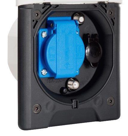 Upotettava vaalea rasia 230V+12V+tv+sat