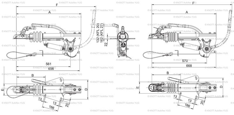 Työntöjarru knott KFL20 2400kg Vetopää Knott KFL 20 2000kg Hobby