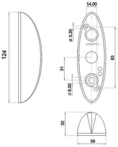 Äärivalo pu/va 124x39mm, painettava lasi