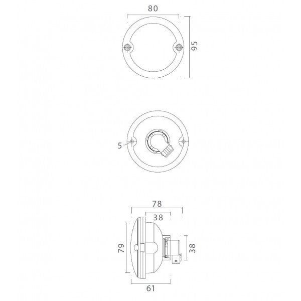 Aspöck  Takavilkku pyöreä upotettava, Ø95mm Pit.80 mm, e1 1547, (6501560014)