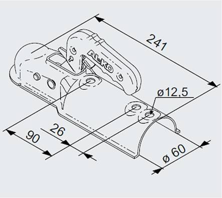 Kuulakytkin AK7 60mm pyöreälle putkelle Kuulakytkin AL-KO 750kg