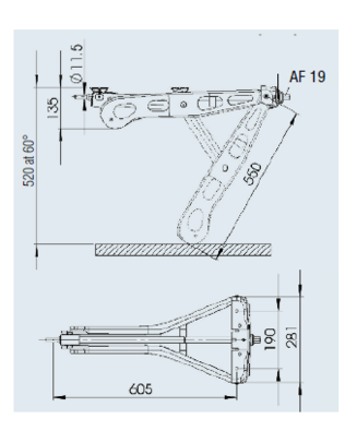 Nurkkatuki Stabilform 605x281 1250kg Kiinnitysreikien väli 190mm - ProCaravan