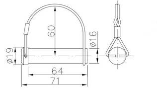 Saranan tappi uz-02/3 Tappi+kaari 16mm halkaisia